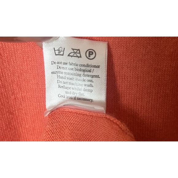 PURE Collection Short Sleeve Knit Top Cotton Cashmere Blend Sz 6 Orange - Picture 7 of 7